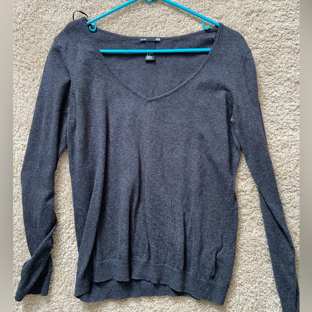 Grey V Neck Sweater H&M
